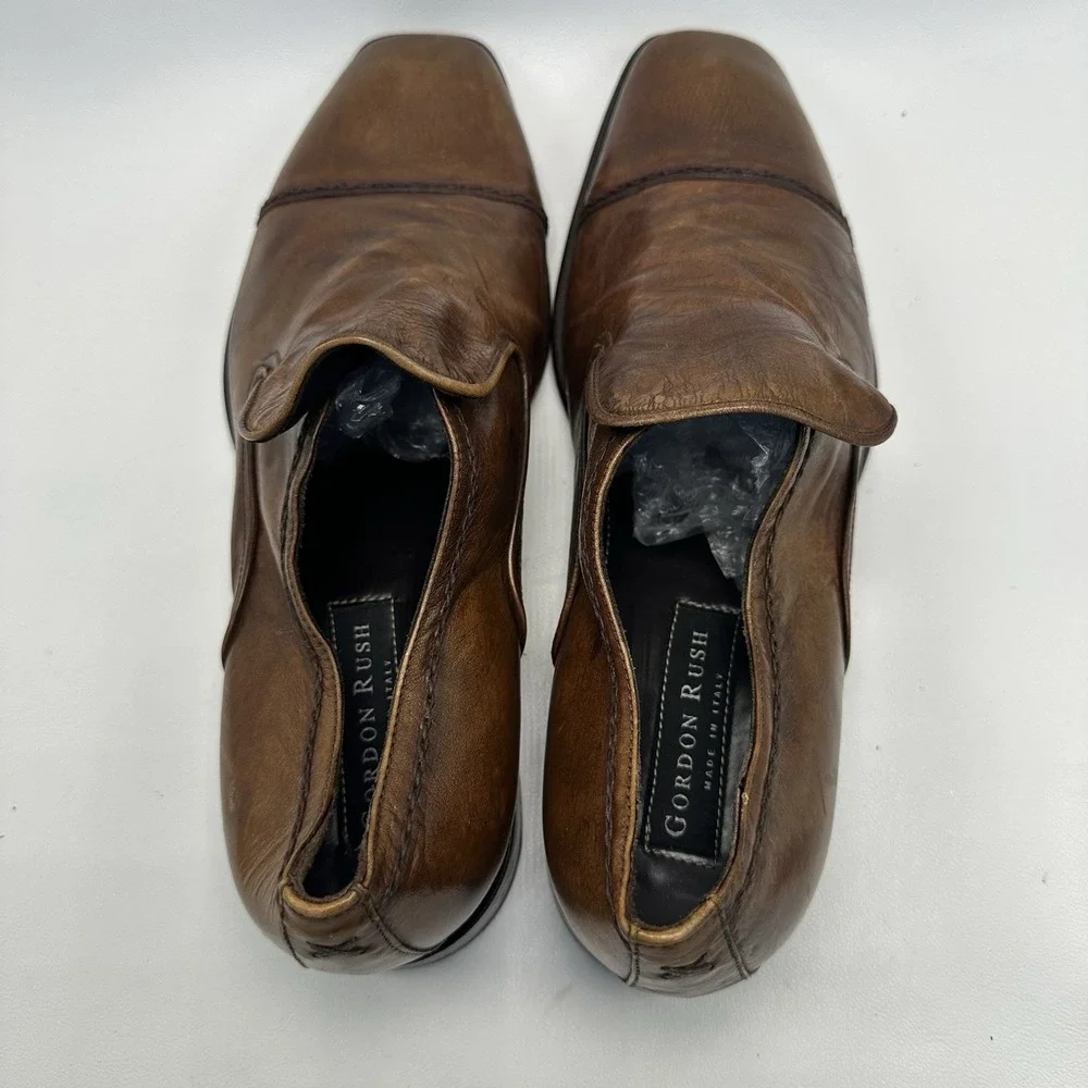GORDON RUSH Men's Brown Soft Leather Shoes Slip On Loafers Size‎ 8